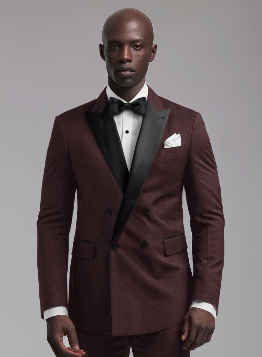 Enigma Wine Double Breasted Tuxedo Suit - StudioSuits