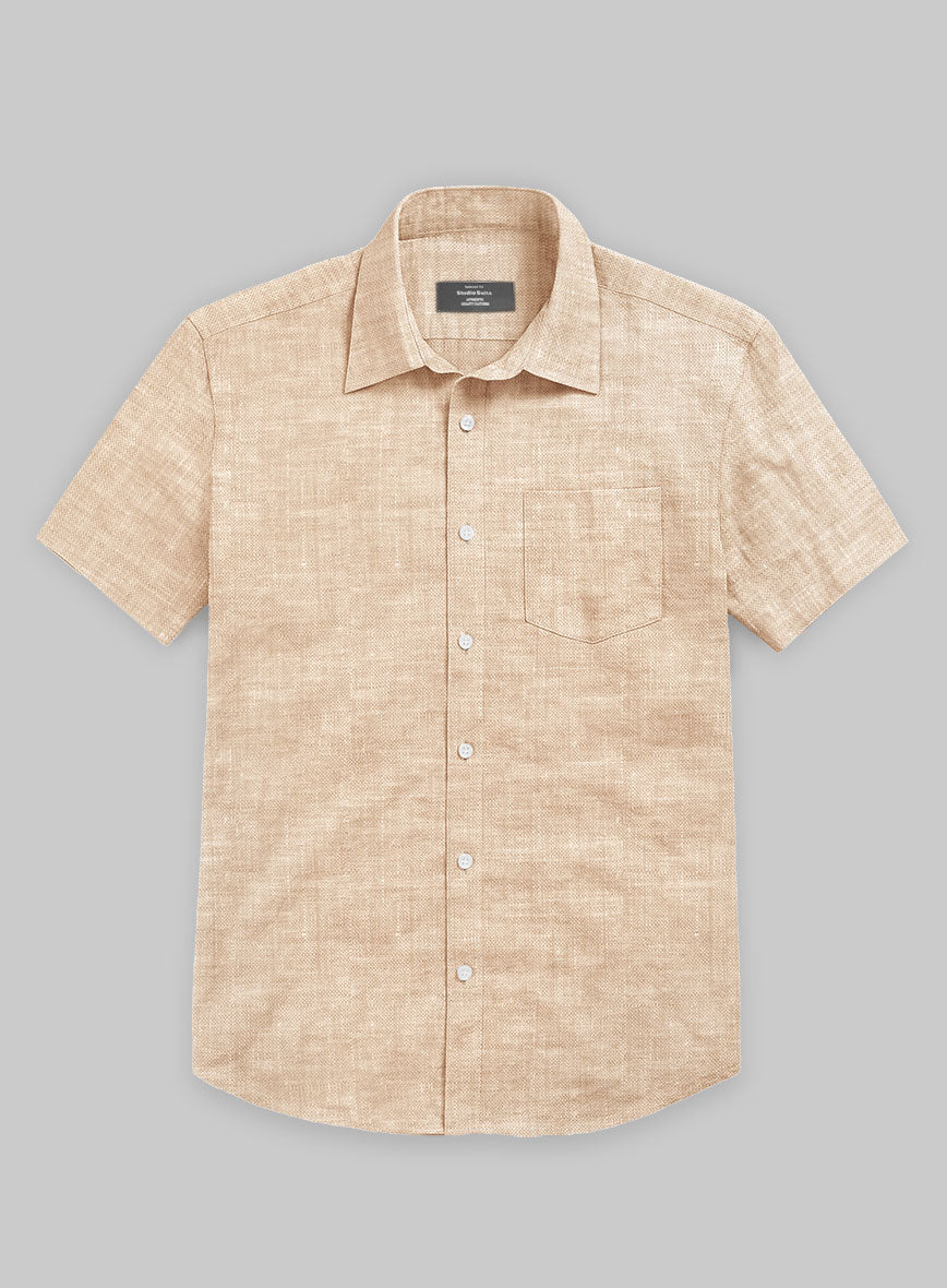 European Light Brown Linen Shirt - StudioSuits
