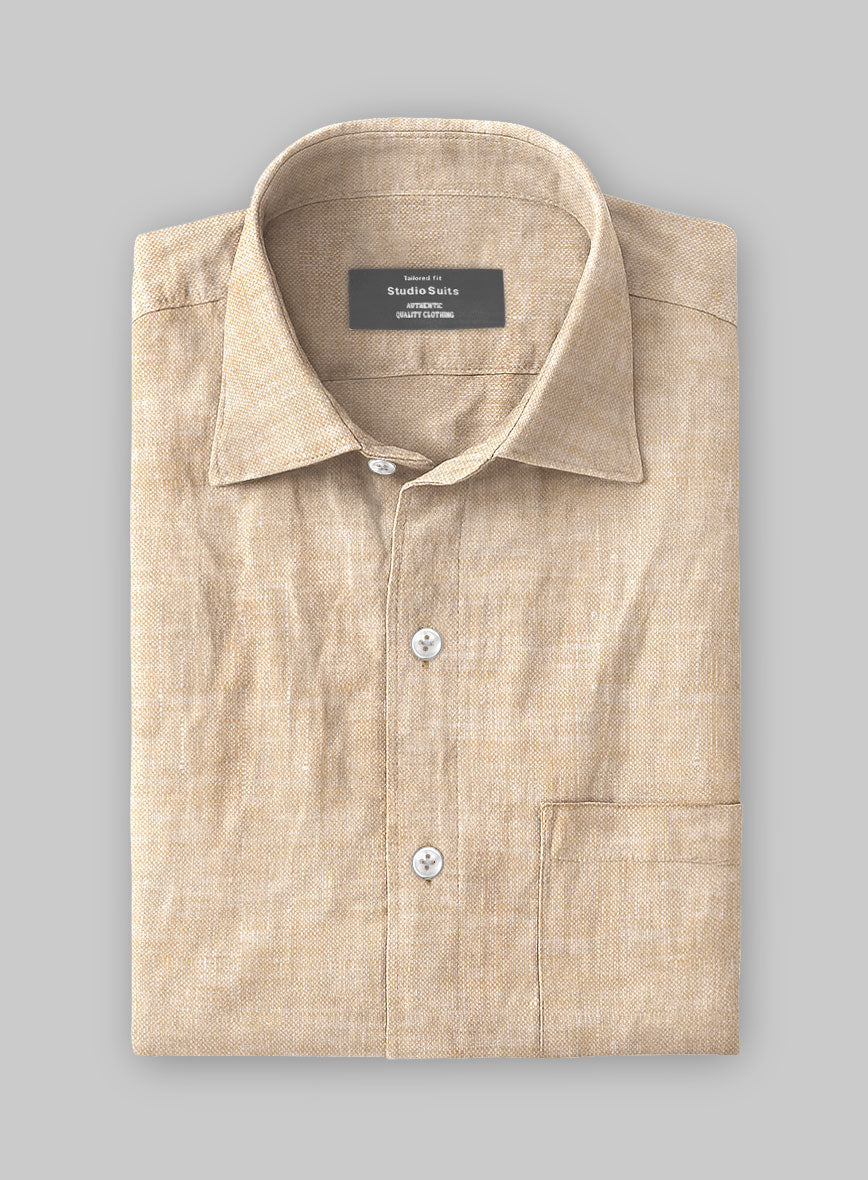 European Light Brown Linen Shirt - StudioSuits
