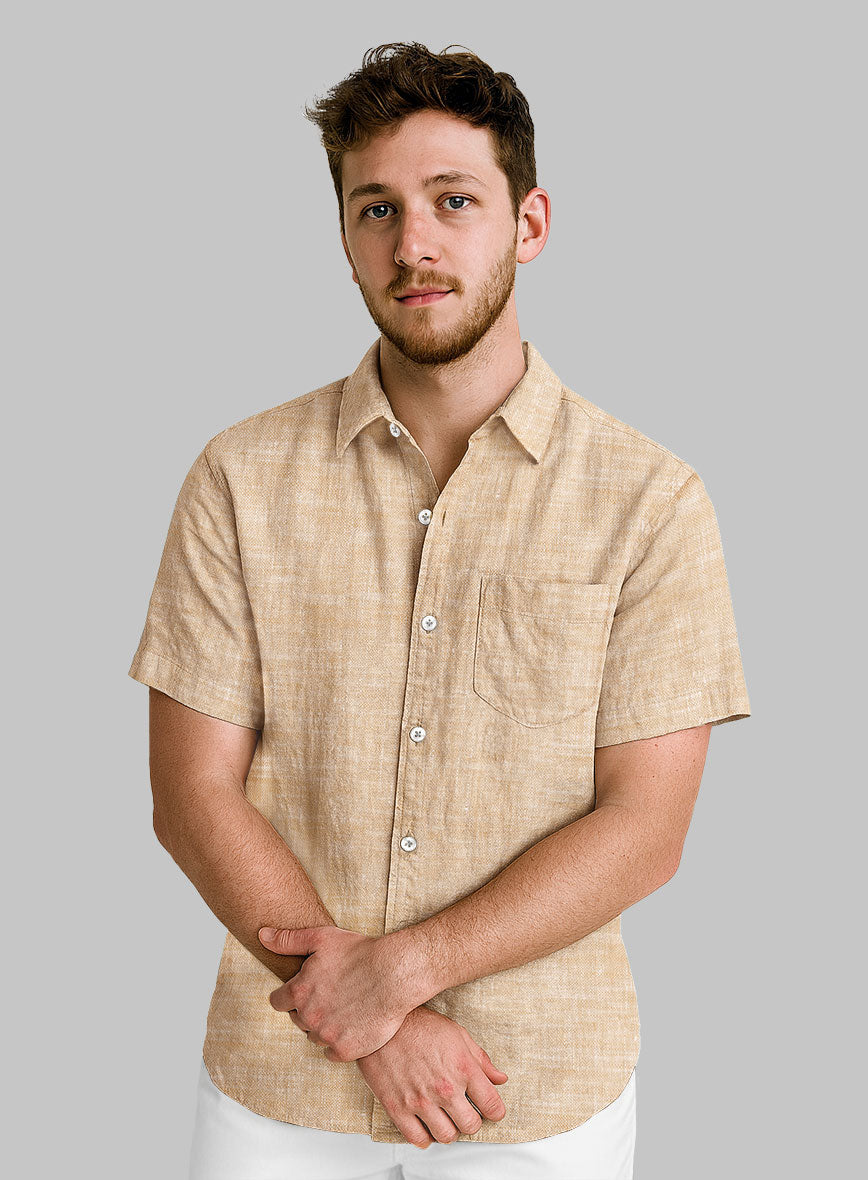 European Light Brown Linen Shirt - StudioSuits