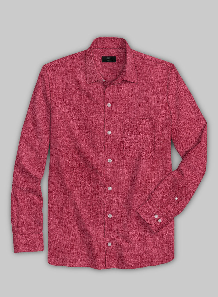 European Melon Red Linen Shirt - StudioSuits