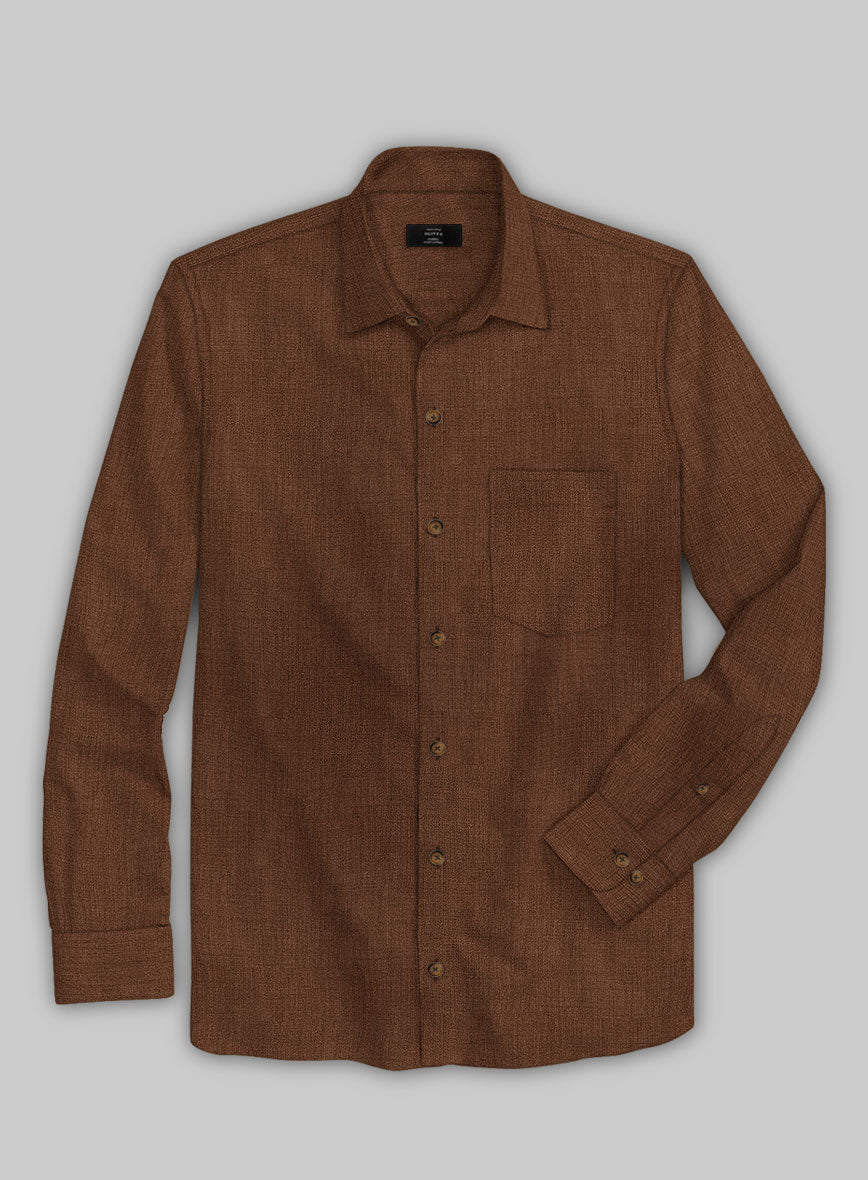 European Oak Brown Linen Shirt - StudioSuits