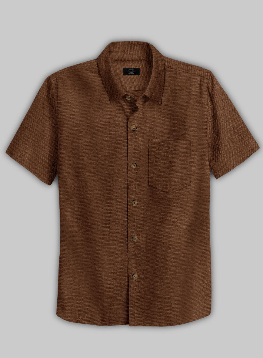 European Oak Brown Linen Shirt - StudioSuits