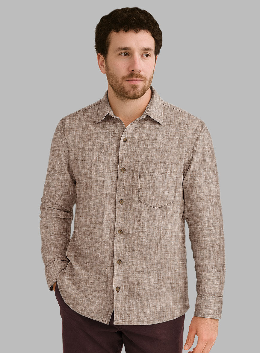 European Brown Linen Shirt - StudioSuits