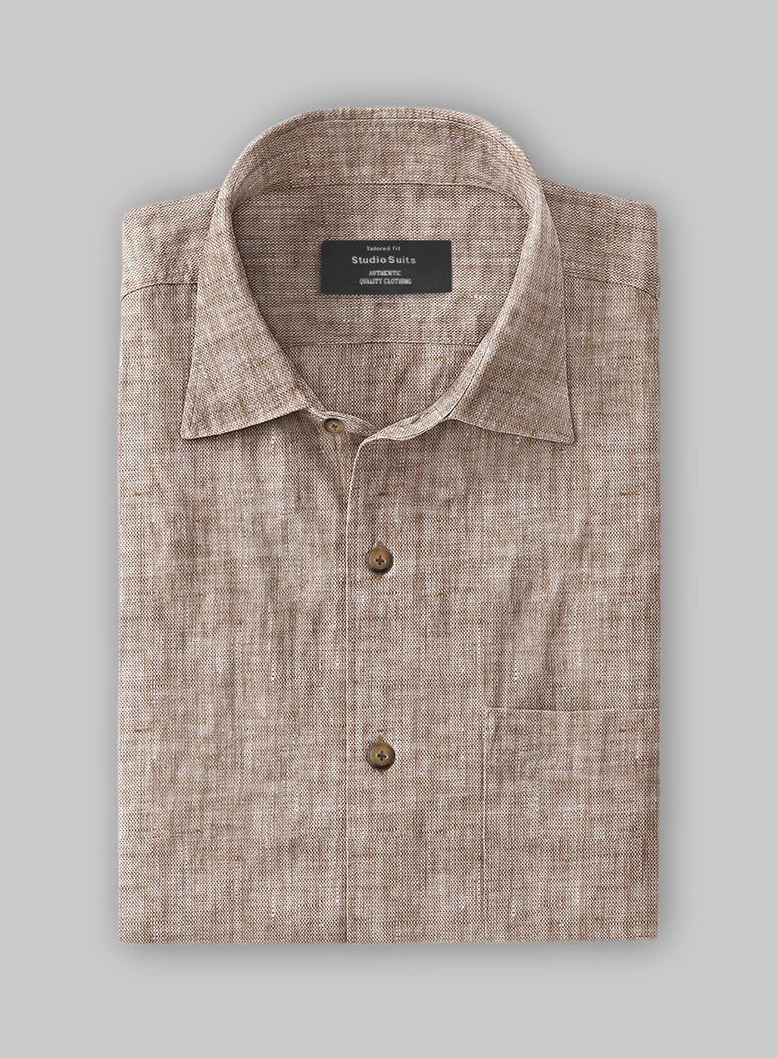 European Brown Linen Shirt - StudioSuits