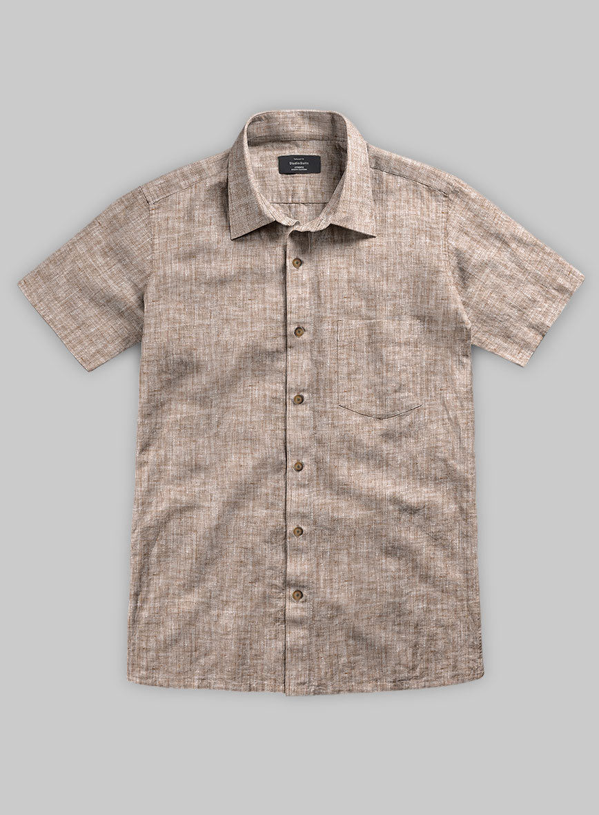 European Brown Linen Shirt - StudioSuits