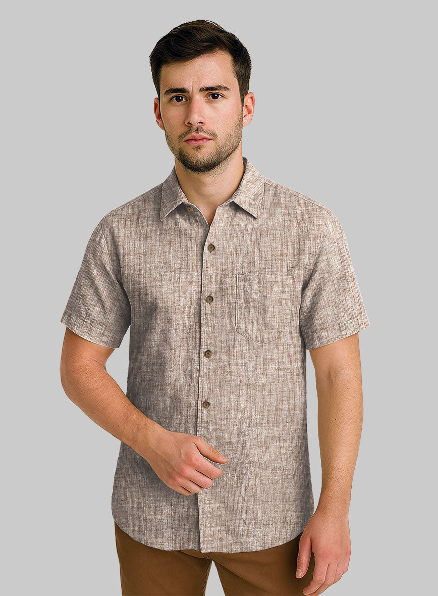 European Brown Linen Shirt - StudioSuits