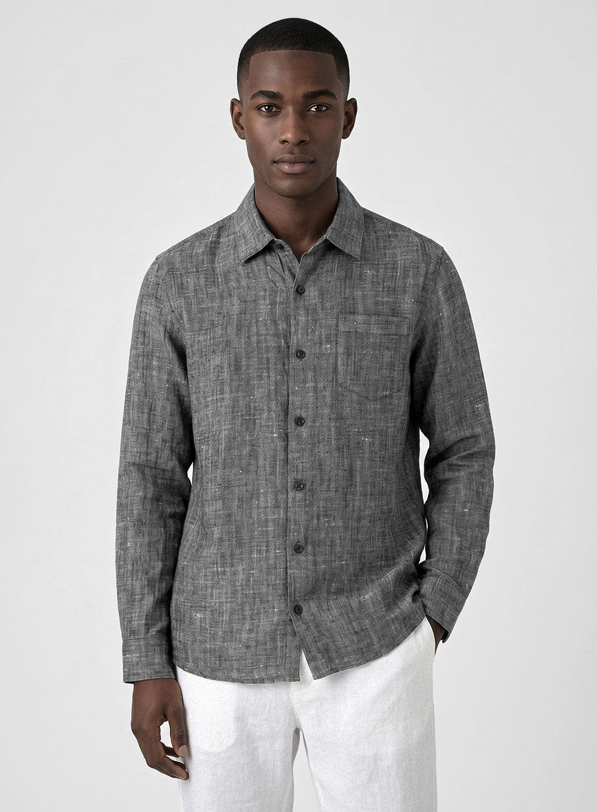 European Anchor Gray Linen Shirt - StudioSuits