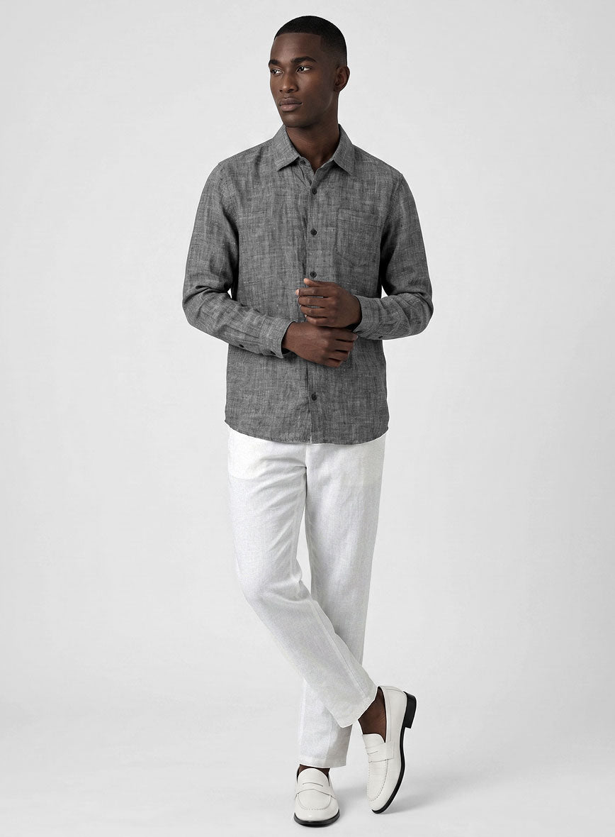 European Anchor Gray Linen Shirt - StudioSuits
