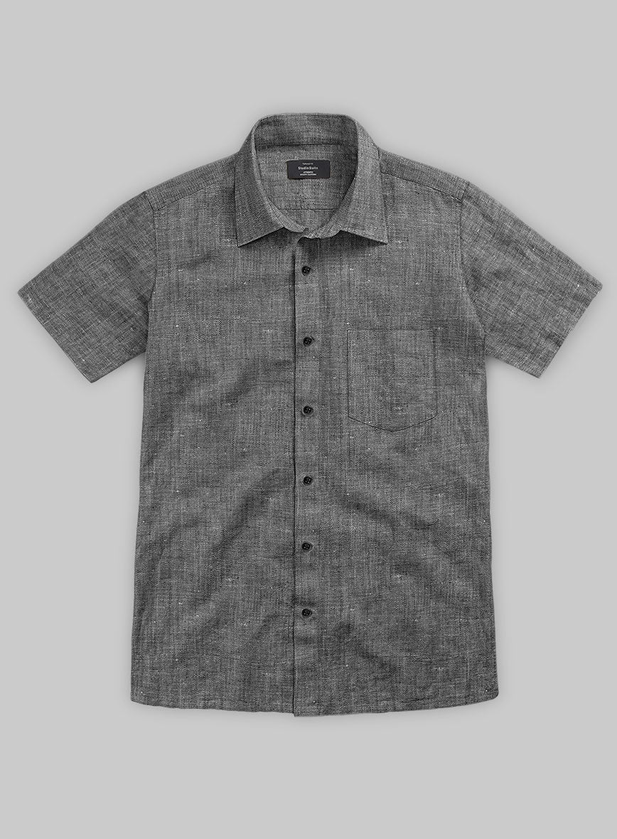 European Anchor Gray Linen Shirt - StudioSuits