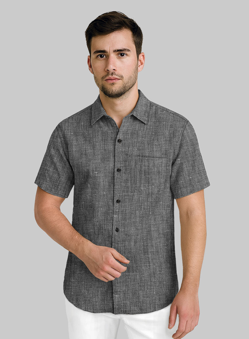 European Anchor Gray Linen Shirt - StudioSuits