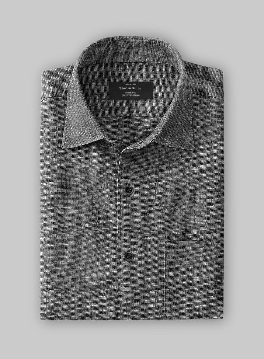 European Anchor Gray Linen Shirt - StudioSuits