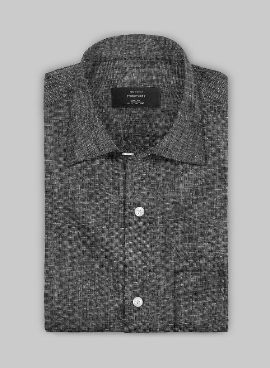European Ash Gray Linen Shirt - StudioSuits
