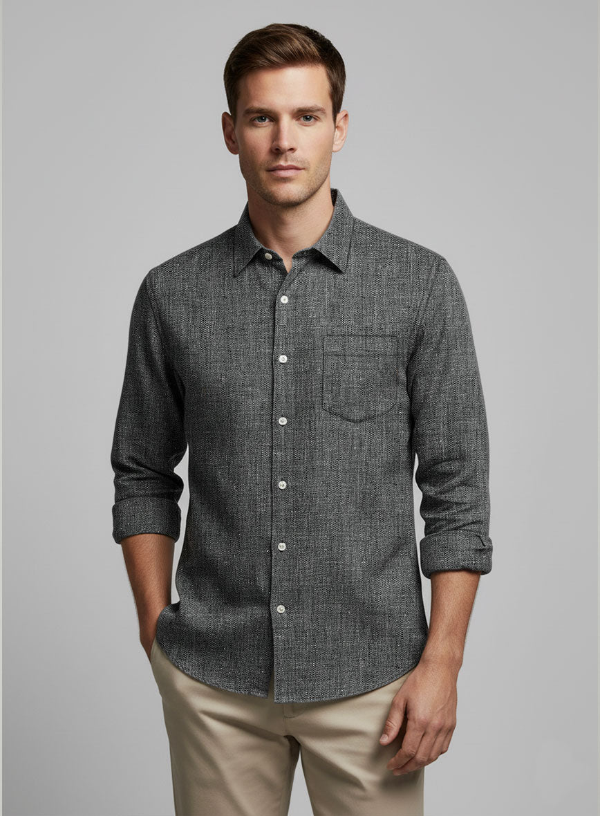 European Ash Gray Linen Shirt - StudioSuits