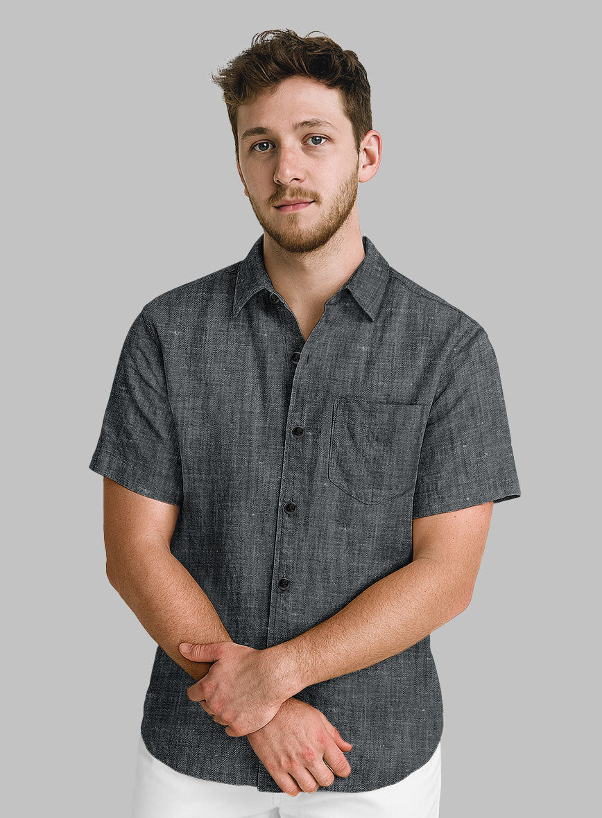 European Ash Gray Linen Shirt - StudioSuits