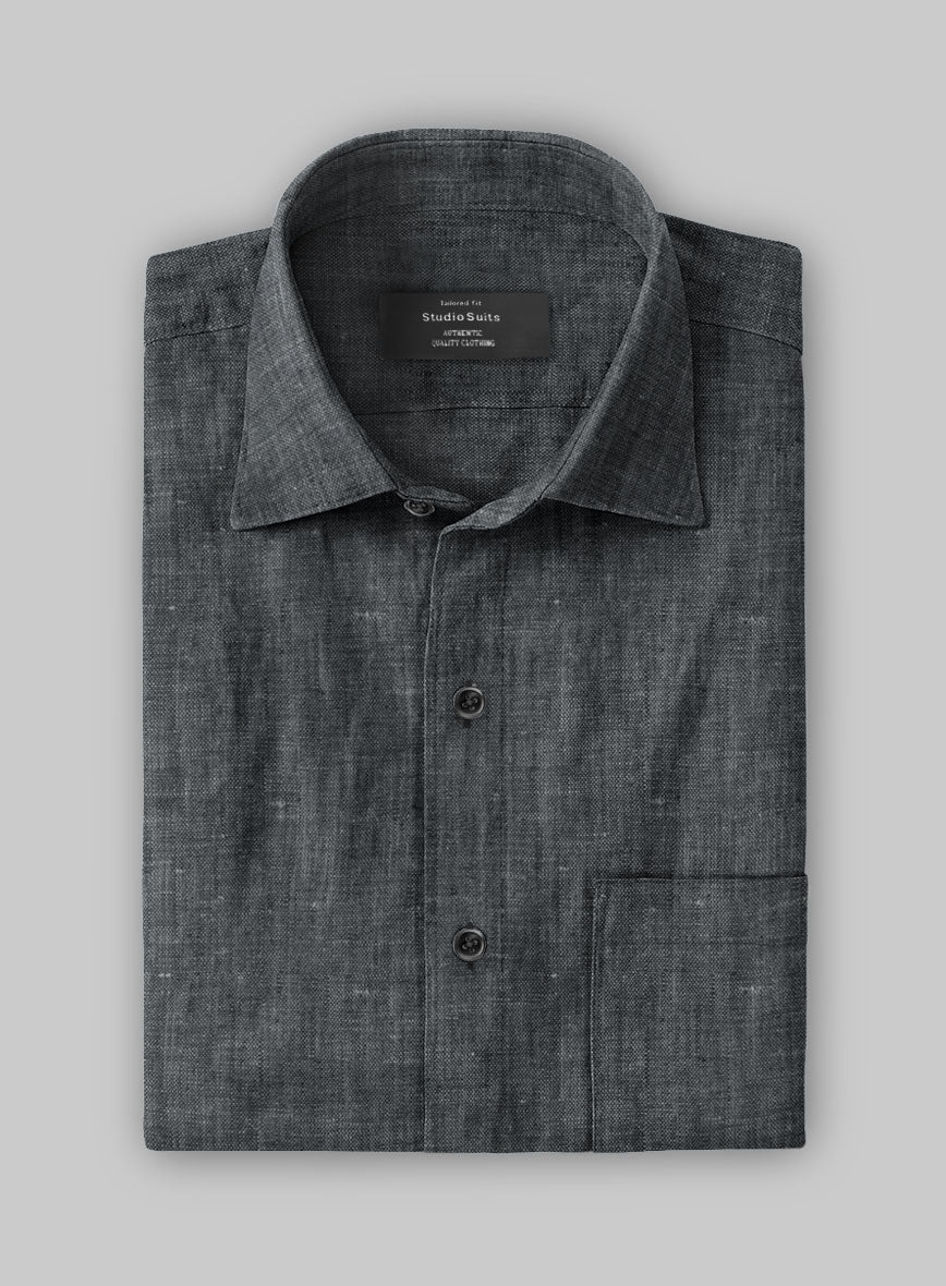 Men's European Ash Gray Linen Shirt by StudioSuits