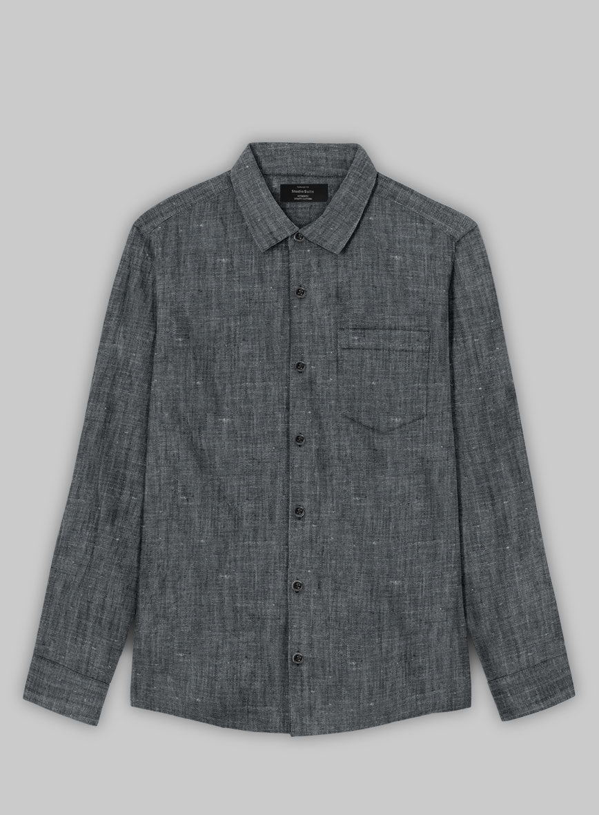 European Ash Gray Linen Shirt - StudioSuits