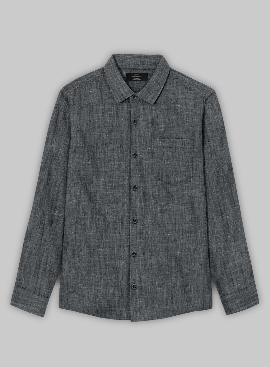 European Ash Gray Linen Shirt - StudioSuits