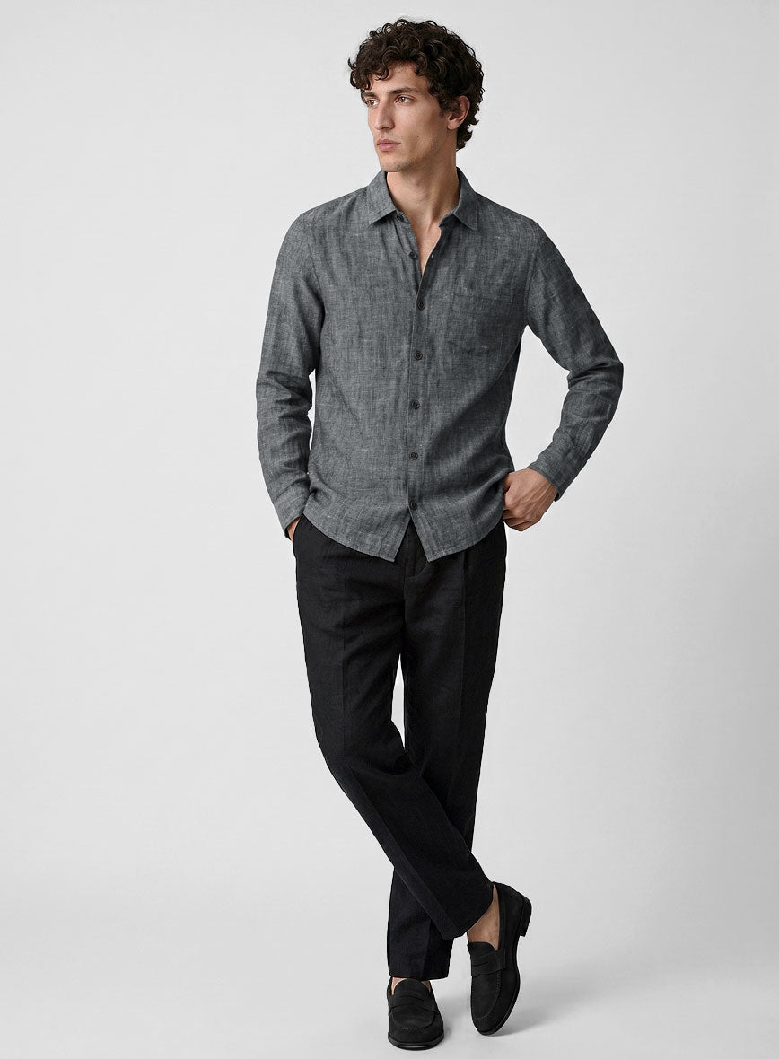 European Ash Gray Linen Shirt - StudioSuits