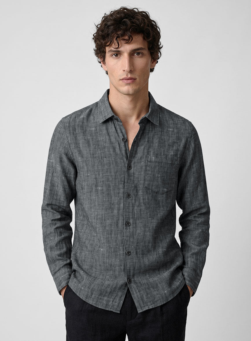 European Ash Gray Linen Shirt - StudioSuits
