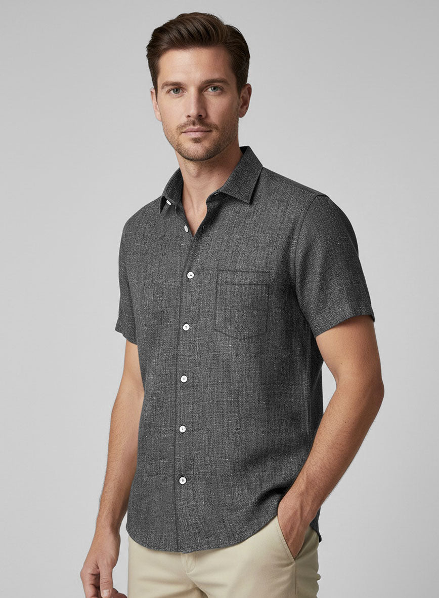 European Ash Gray Linen Shirt - StudioSuits