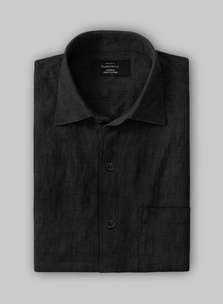 European Black Linen Shirt - StudioSuits
