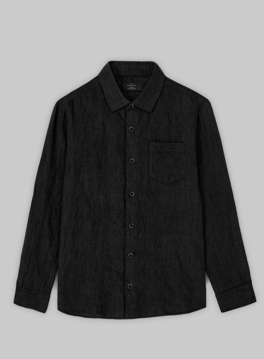 European Black Linen Shirt - StudioSuits