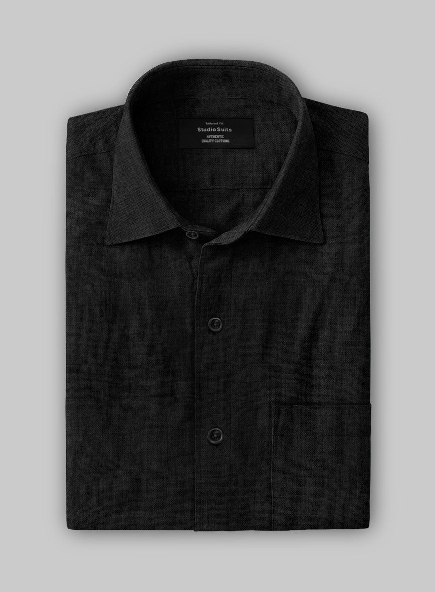 European Black Linen Shirt - StudioSuits