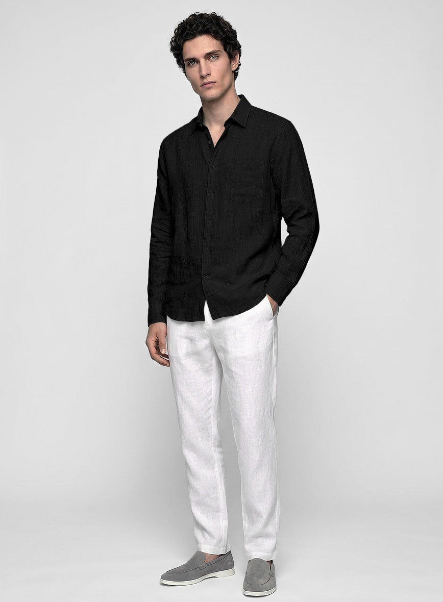 European Black Linen Shirt - StudioSuits