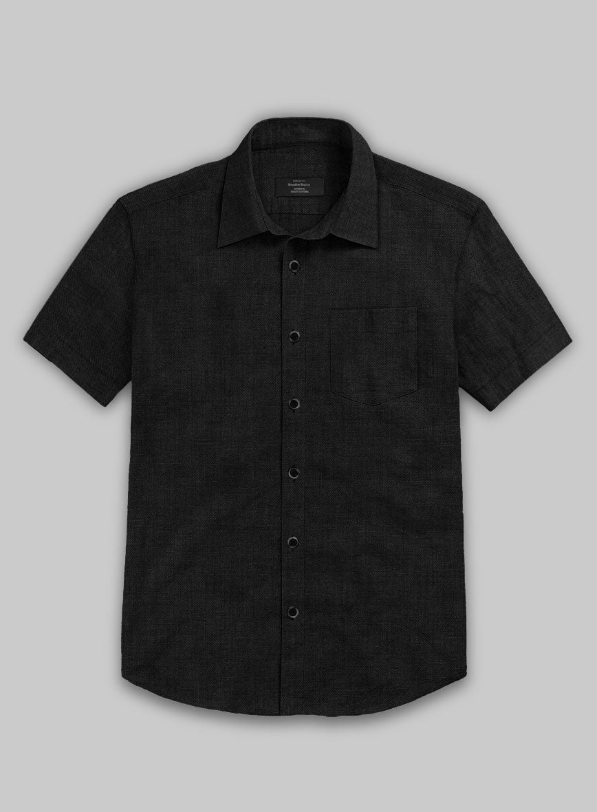 European Black Linen Shirt - StudioSuits