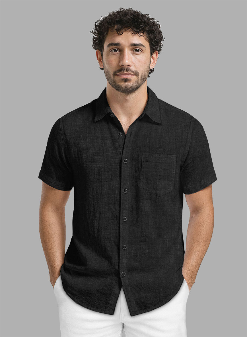 European Black Linen Shirt - StudioSuits