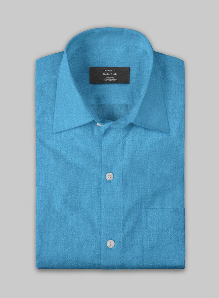European Blue Linen Shirt - StudioSuits