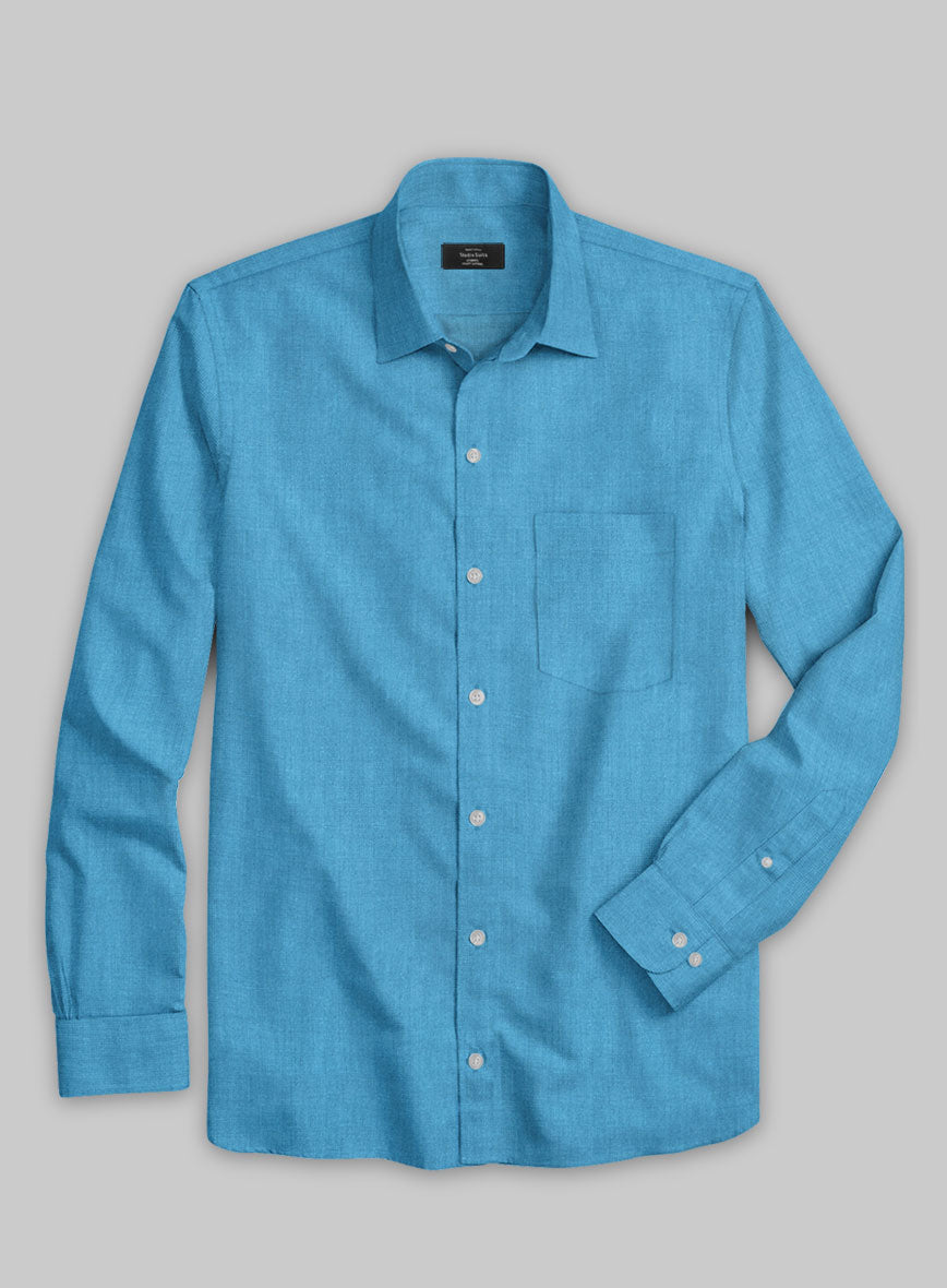 European Blue Linen Shirt - StudioSuits