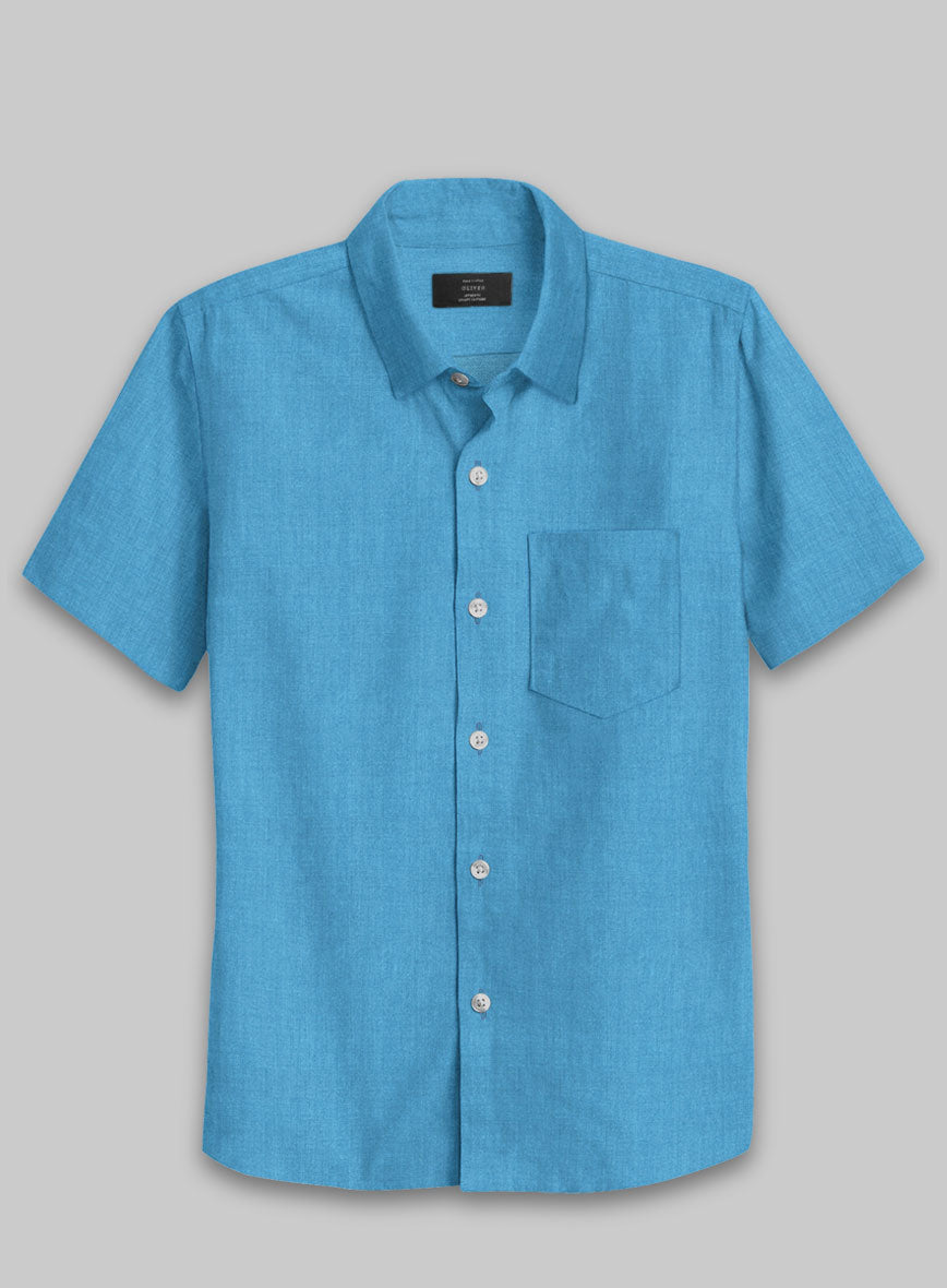 European Blue Linen Shirt - StudioSuits