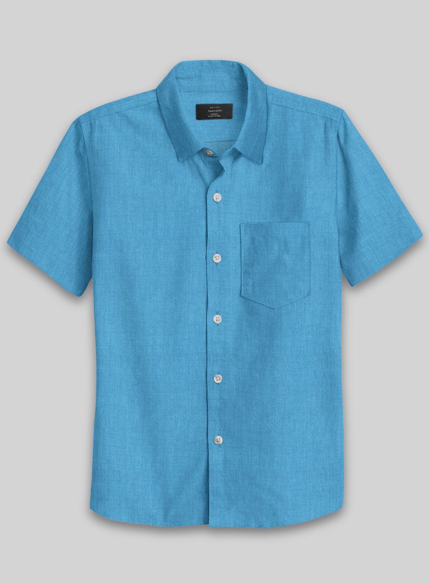 European Blue Linen Shirt - StudioSuits