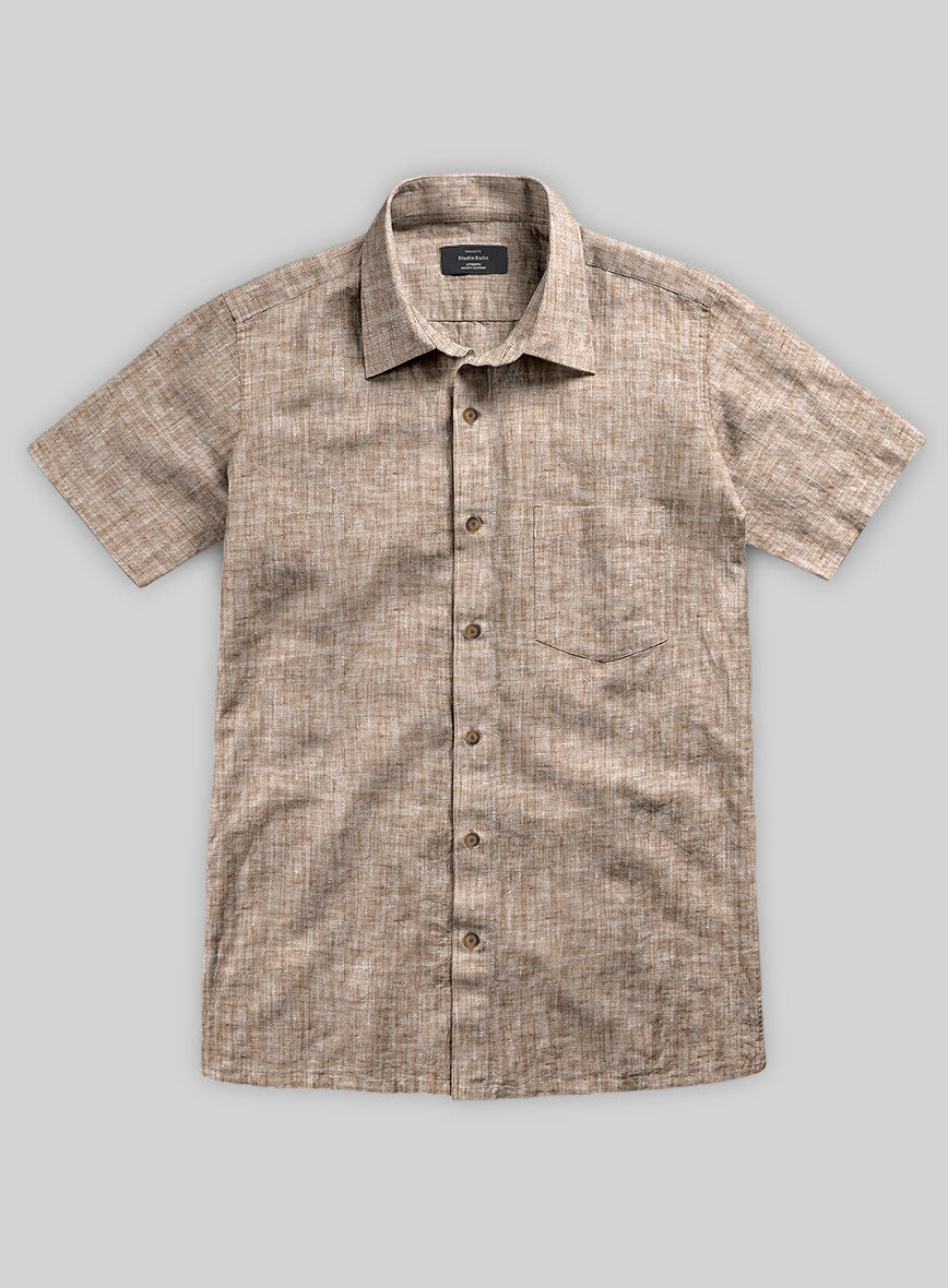 European Brown Linen Shirt - StudioSuits