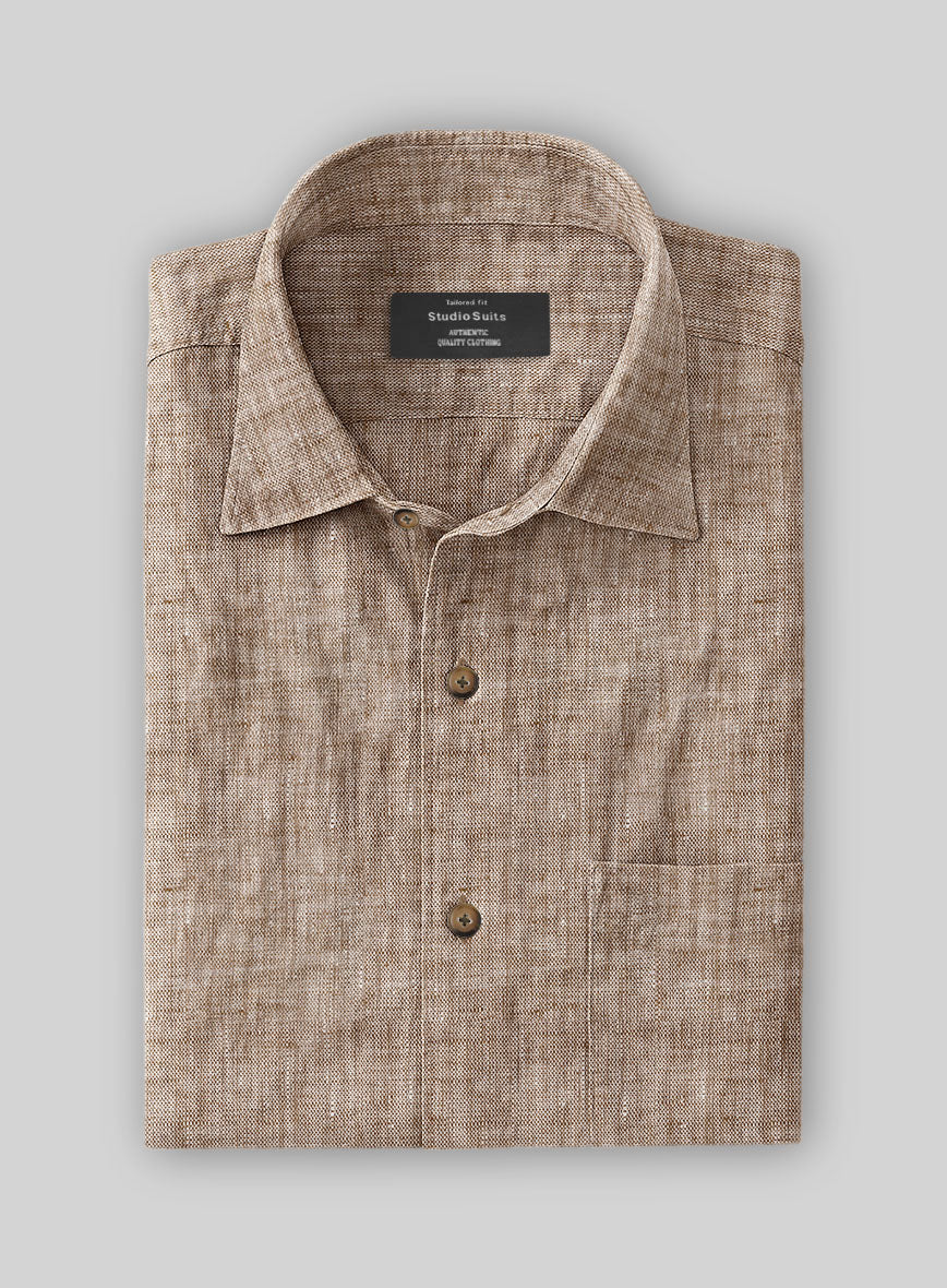 European Brown Linen Shirt - StudioSuits