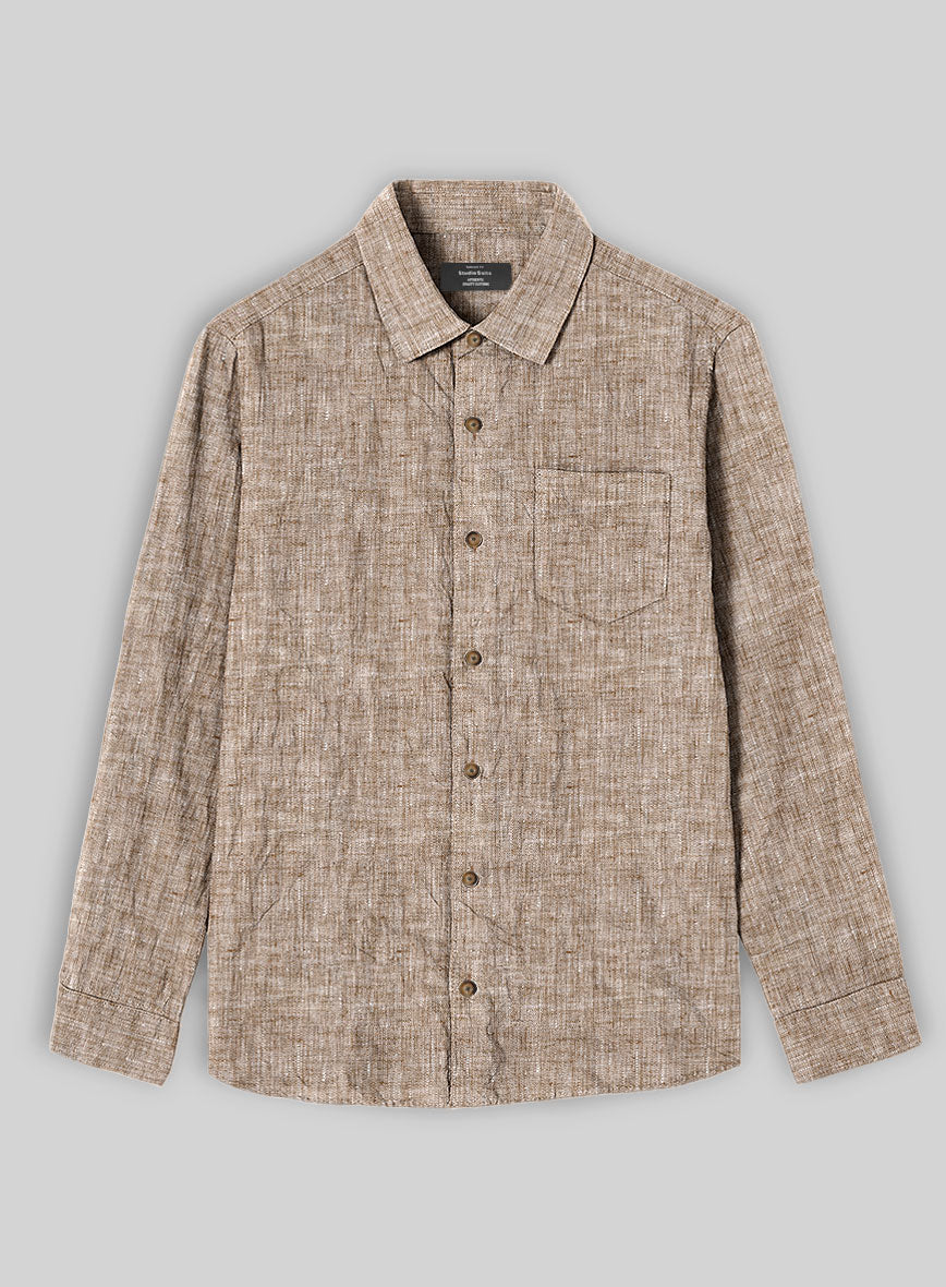 European Brown Linen Shirt - StudioSuits