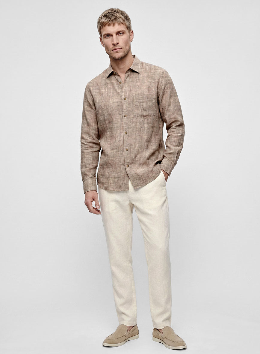 European Brown Linen Shirt - StudioSuits