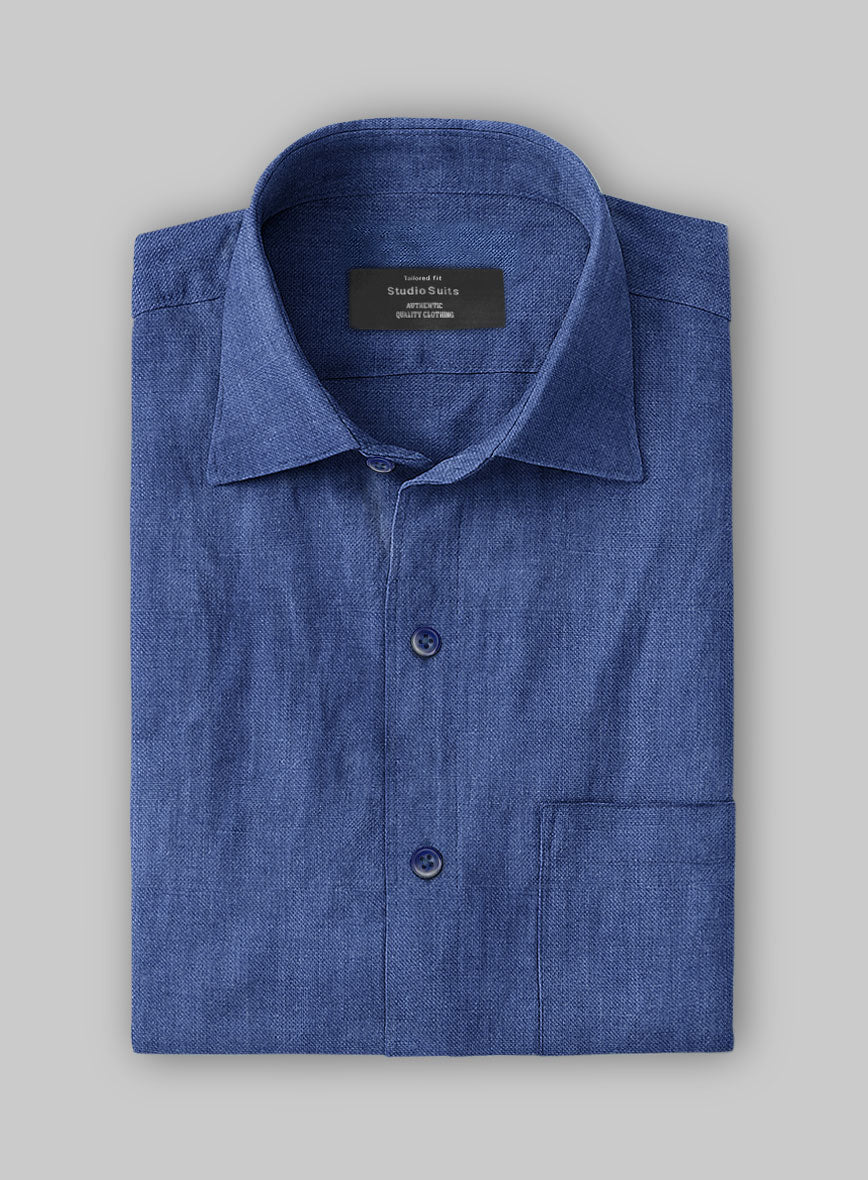 European Cruise Blue Linen Shirt - StudioSuits