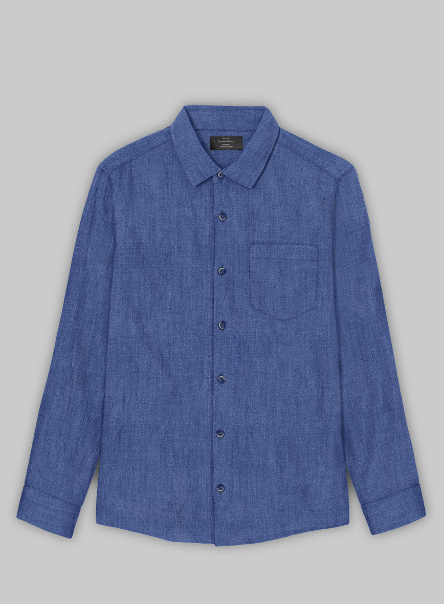 European Cruise Blue Linen Shirt - StudioSuits