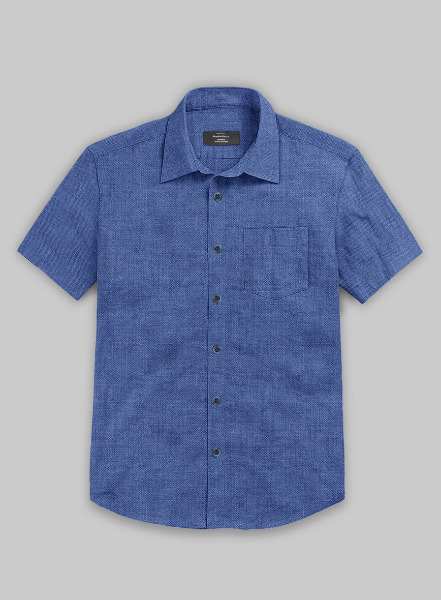 European Cruise Blue Linen Shirt - StudioSuits