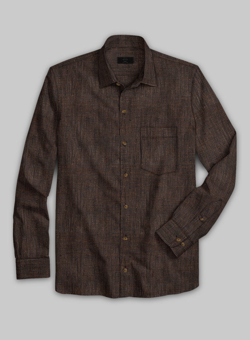 European Dark Brown Linen Shirt - StudioSuits