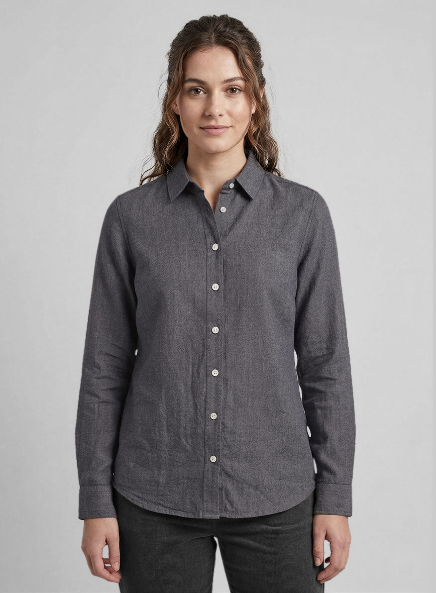 Women's European Haze Purple Linen Shirt - StudioSuits