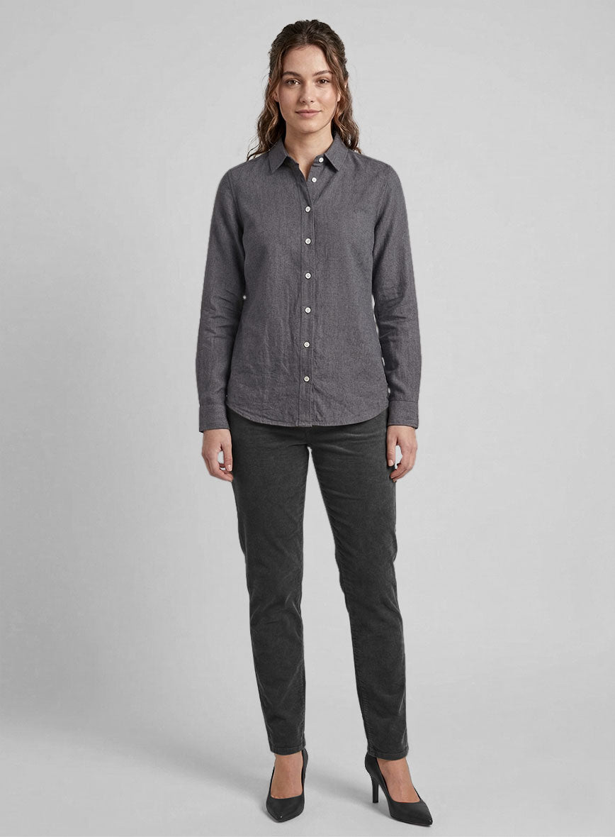 Women's European Haze Purple Linen Shirt - StudioSuits