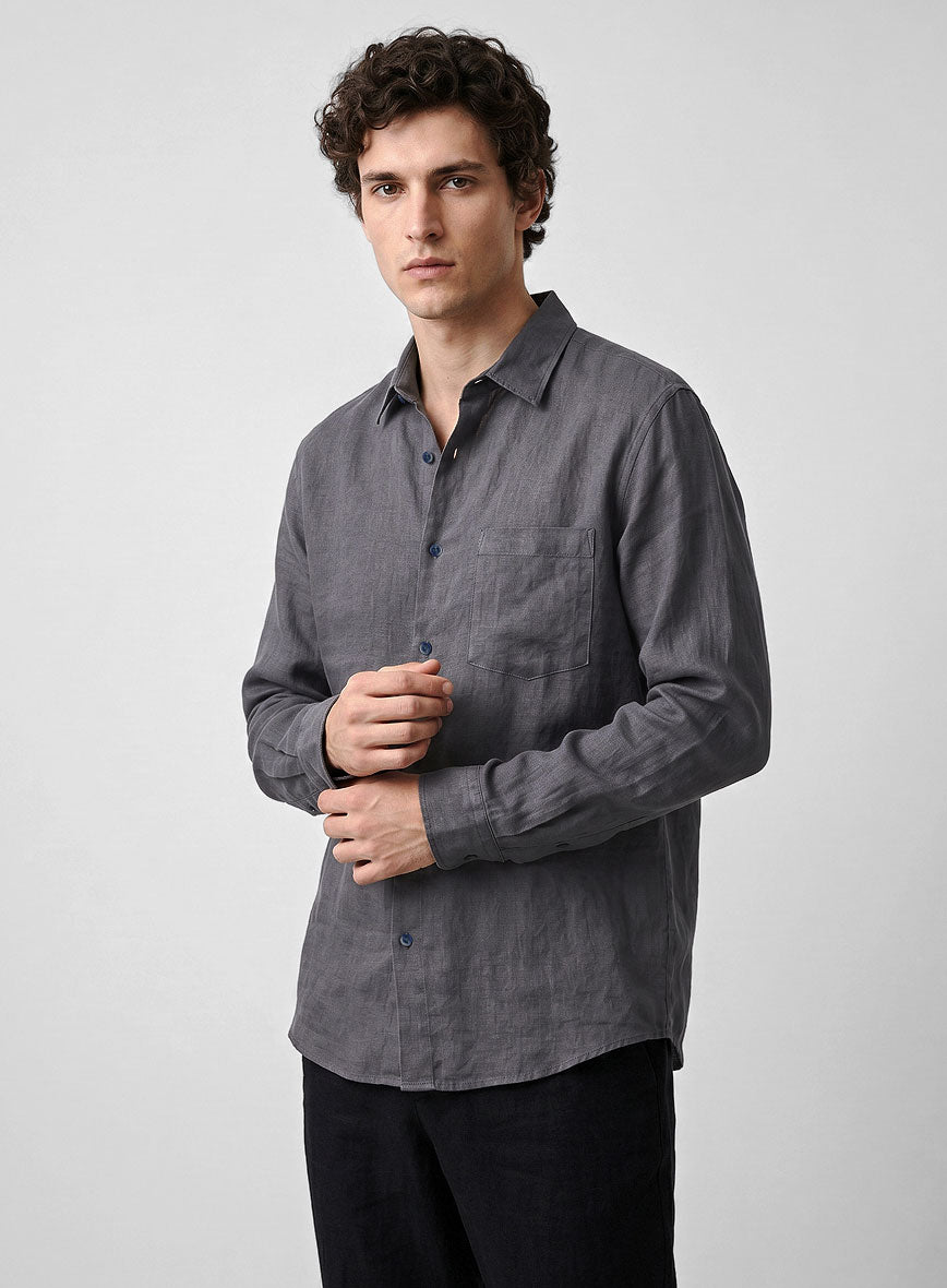 European Haze Purple Linen Shirt - StudioSuits