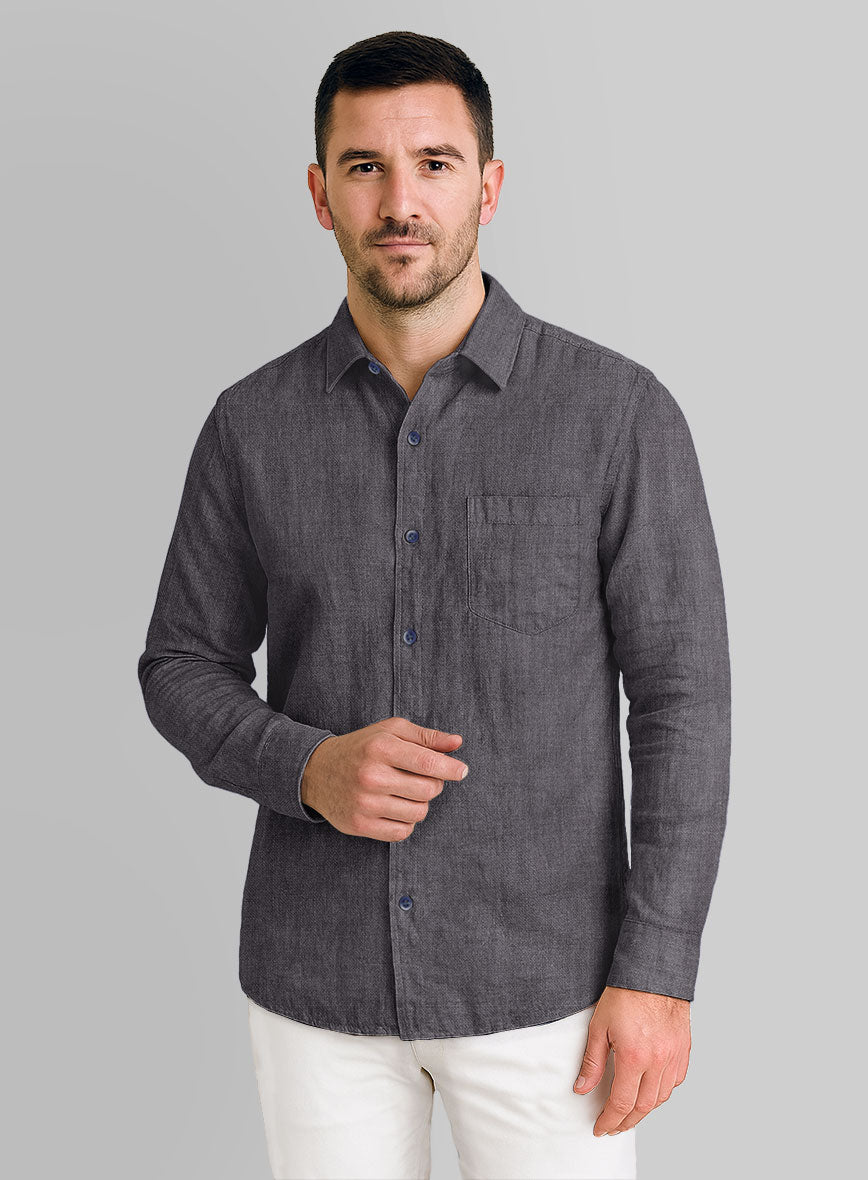 European Haze Purple Linen Shirt - StudioSuits