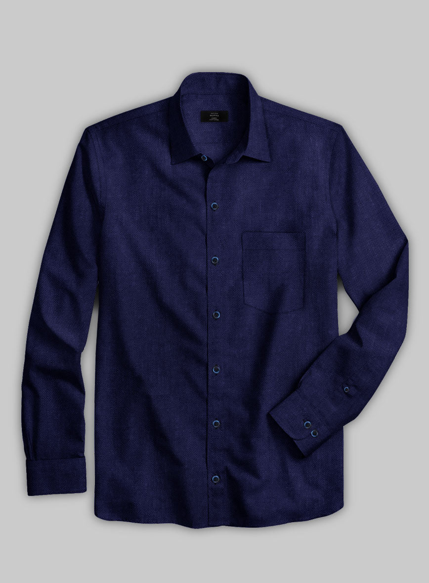 European Indigo Blue Linen Shirt - StudioSuits