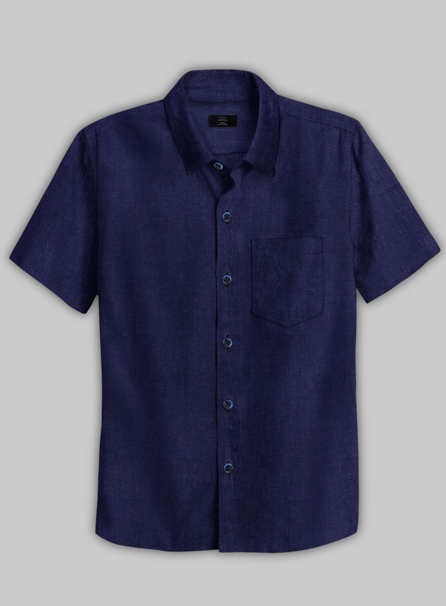 European Indigo Blue Linen Shirt - StudioSuits