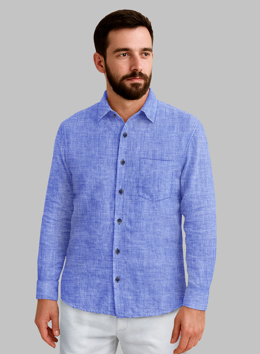European Jordy Blue Linen Shirt - StudioSuits